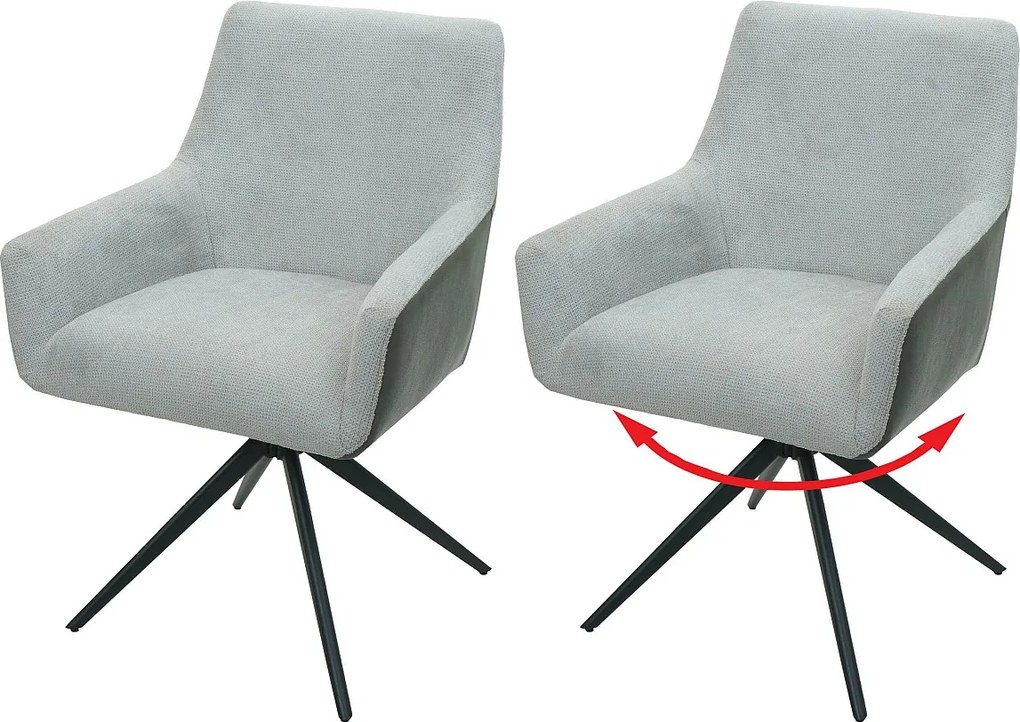 Krzesło do jadalni MCW-L91 (zestaw 2 sztuk),  jasnoszary sztuczna skóra ciemnoszary