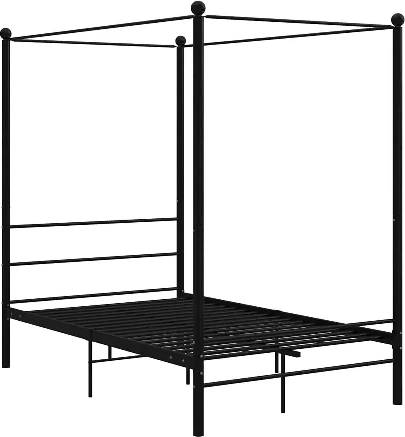 Czarne łóżko z baldachimem z metalu 120x200 cm T3-S22
