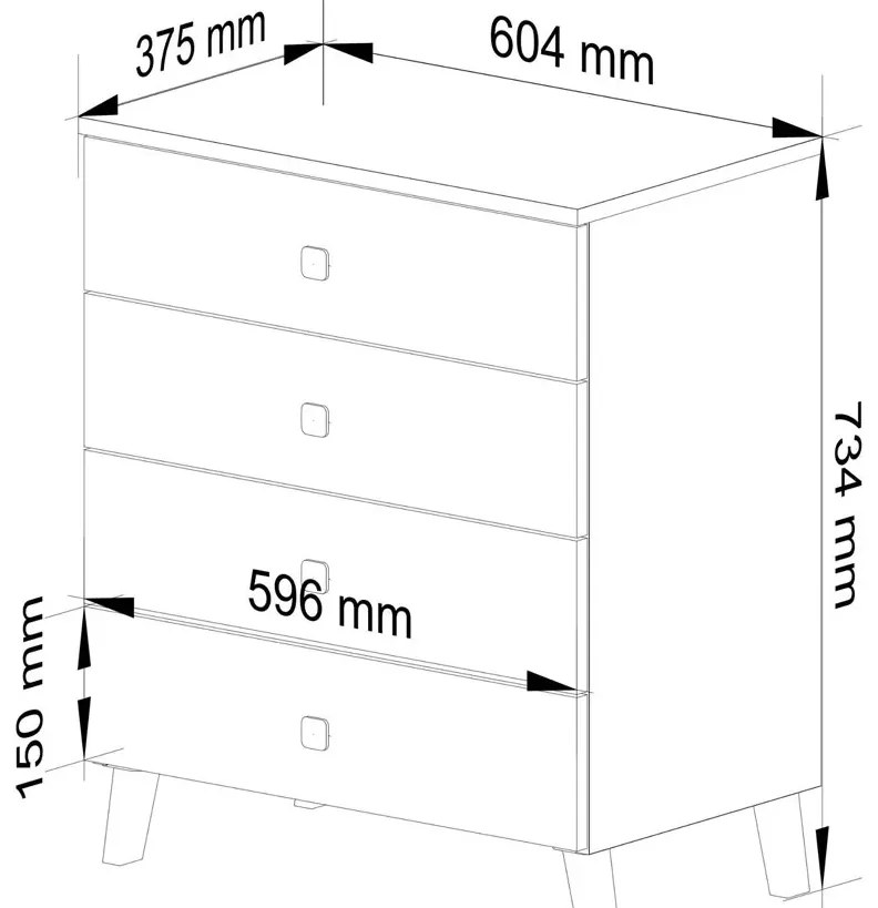 Kaszmirowa komoda w stylu glamour 4 szuflady G3-P77