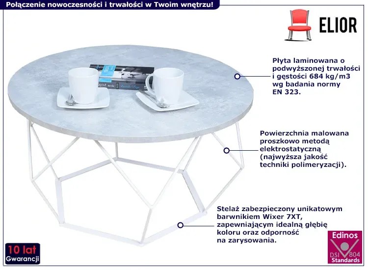 Nowoczesny stolik kawowy beton - Borix 5X