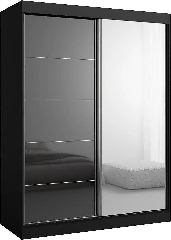 Szafa przeuwna z lutrem Como 2D1L 150 Czarna (lacobel)