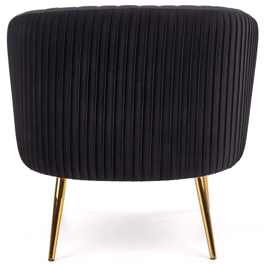 CROWN fotel wypoczynkowy czarny, złoty, glamour, klasyczny, velvet, welur