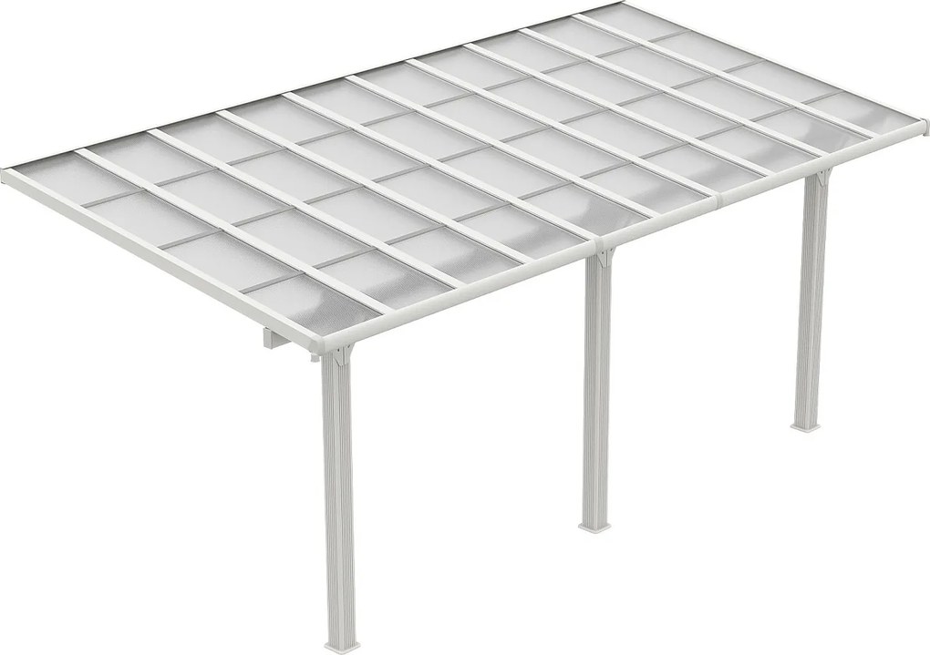 Wiata pergolowa aluminiowa dostawiana z dachem poliwęglanowym  - 18,54 m² - biała - PAZERA