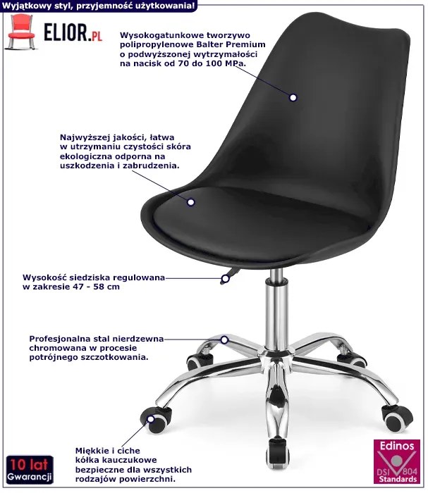 Młodzieżowy czarny obrotowy fotel do biurka G0-R31