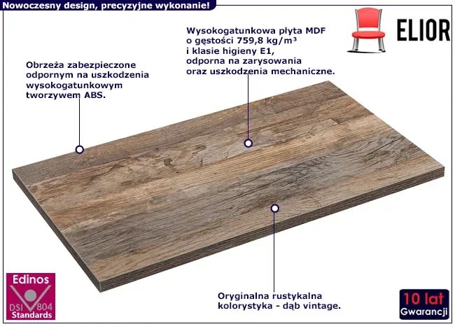 Prostokątny blat w kolorze dąb vintage R4-G23