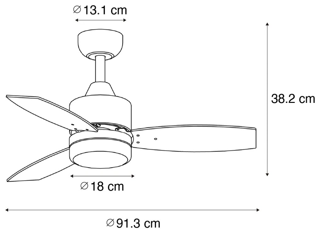 Zewnetrzna Biały Wentylator sufitowy z lampą zewnętrzny z nadrukiem drewna 91,3 cm z LED ściemnialny z pilotem IP44 - Toledo Nowoczesny Oswietlenie zewnetrzne