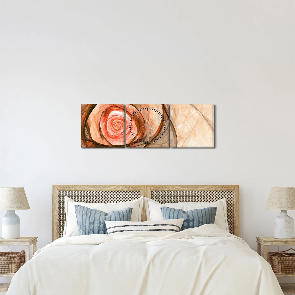 Obraz - Abstrakcyjny róż z białym tłem (z zegarem) (90x30 cm)