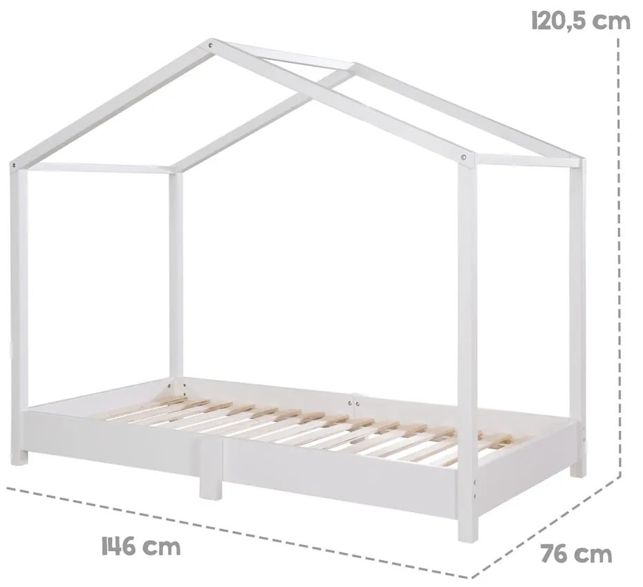 Białe łóżko dziecięce w kształcie domku 70x140 cm Montessori – Roba