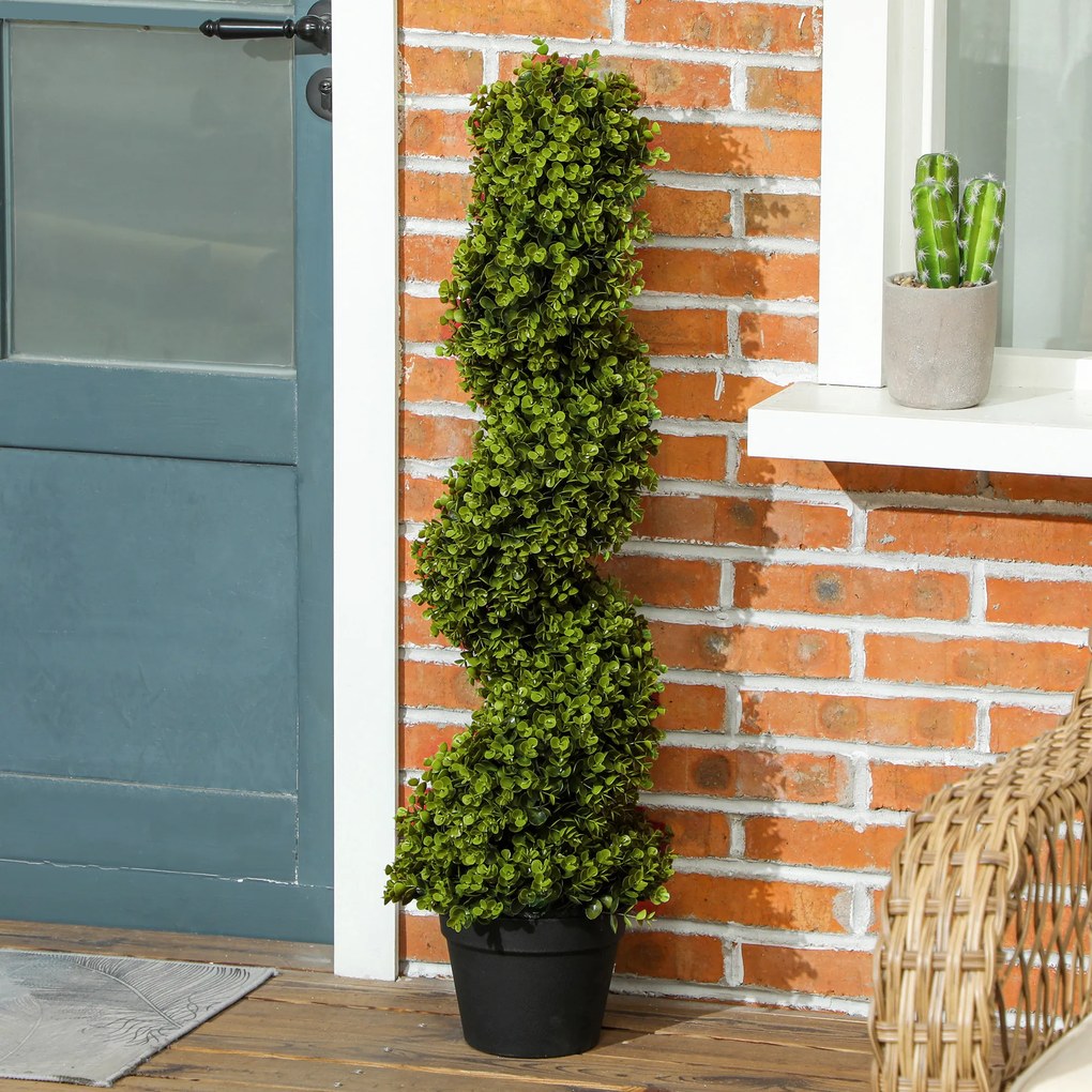 HOMCOM Zestaw 2 Dekoracyjnych Roślin, Sztuczne Rośliny w Doniczkach, Sztuczna Zielenina do Domu, Wewnątrz, Na Zewnątrz, 90 cm, Zielone