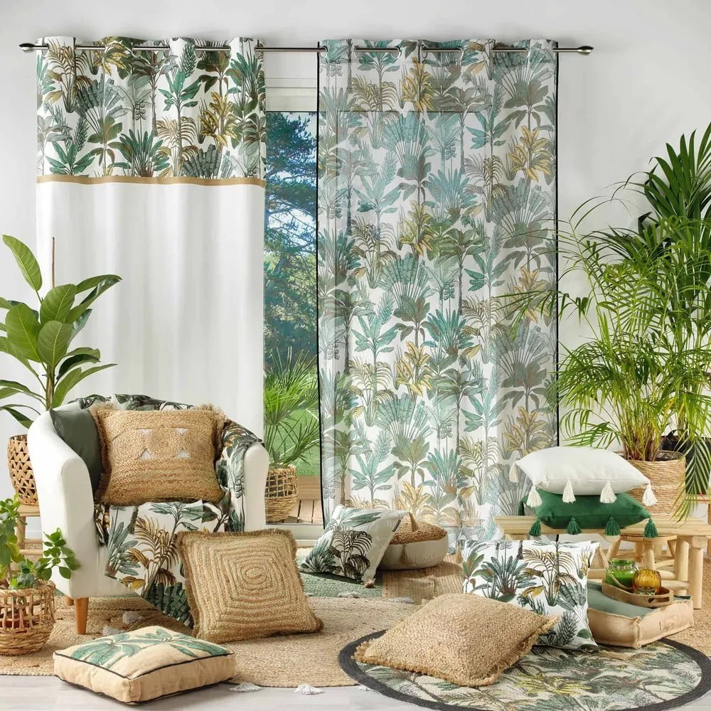 Zielono-kremowa zasłona 140x240 cm Balinesia – douceur d'intérieur