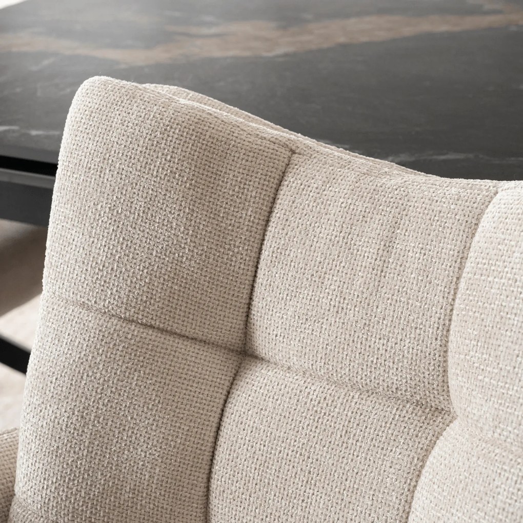 Krzesło Tapicerowane Obrotowe do Salonu JULY Kremowe Nowoczesne