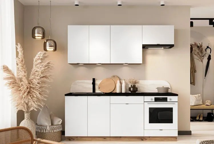 Szafka pod płytę grzewczą 60 cm biały + dąb artisan - Elandro 7X
