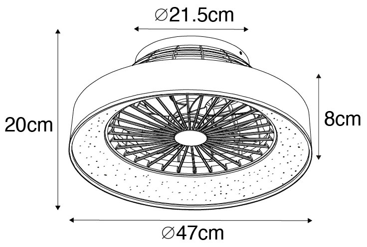 Biały Wentylator sufitowy z lampą z efektem gwiazdy 47 cm z LED ściemnialny z pilotem - Emily Nowoczesny Oswietlenie wewnetrzne