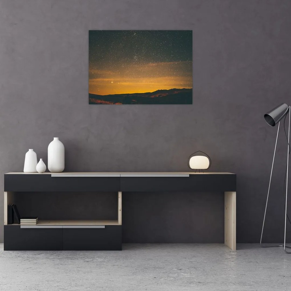 Obraz na szkle-  gwiaździste niebo (70x50 cm)
