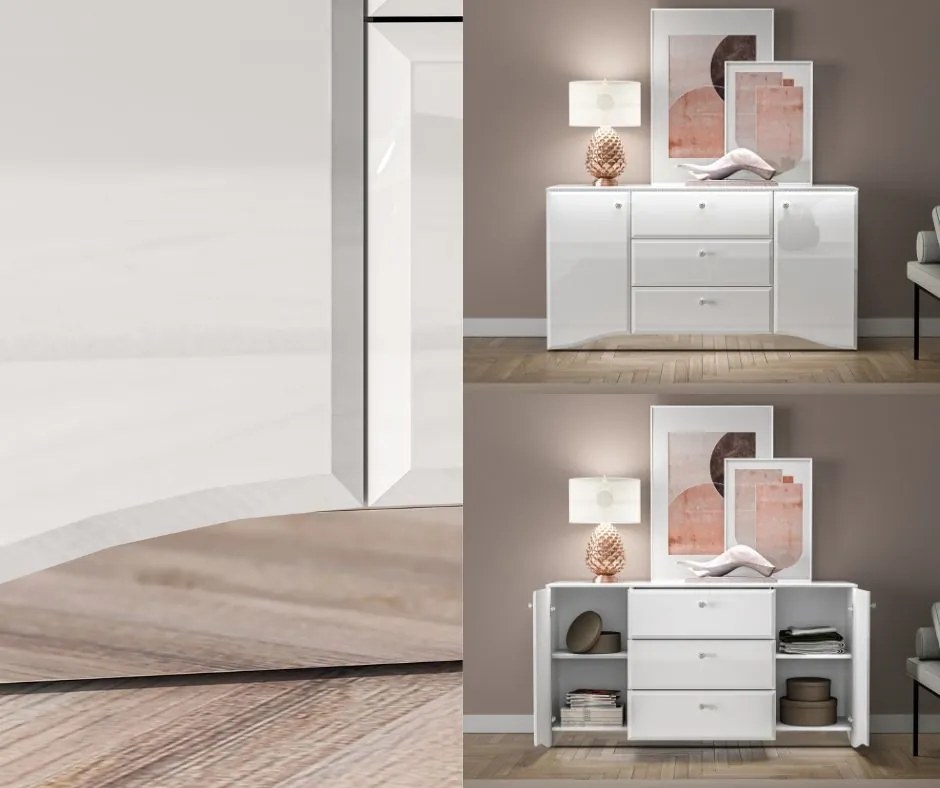 Komoda z oświetleniem LED Glamour 02, biały połysk