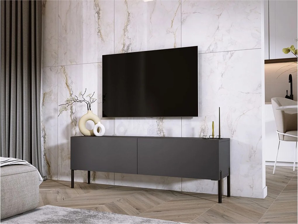 Szafka RTV: Antracyt, czarne nogi, 140 x 52 x 32 cm