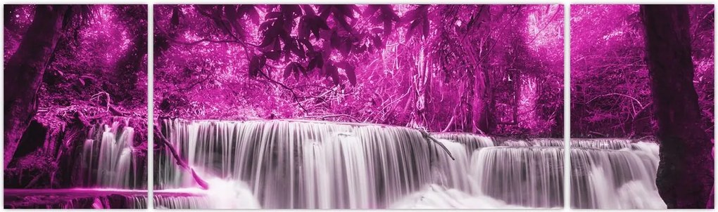 Obraz - Wodospad, fioletowy (170x50 cm)