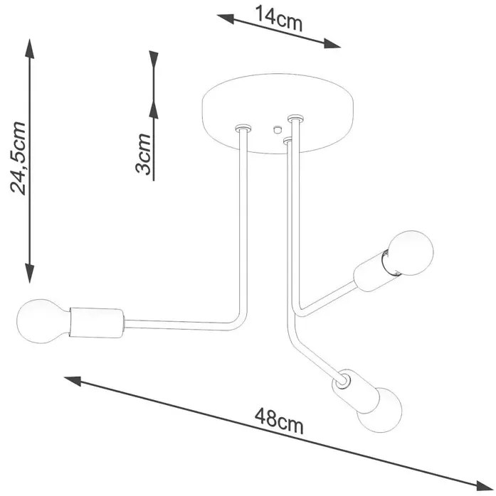 Czarna loftowa lampa sufitowa z 3 ramionami - A630 C0-N64