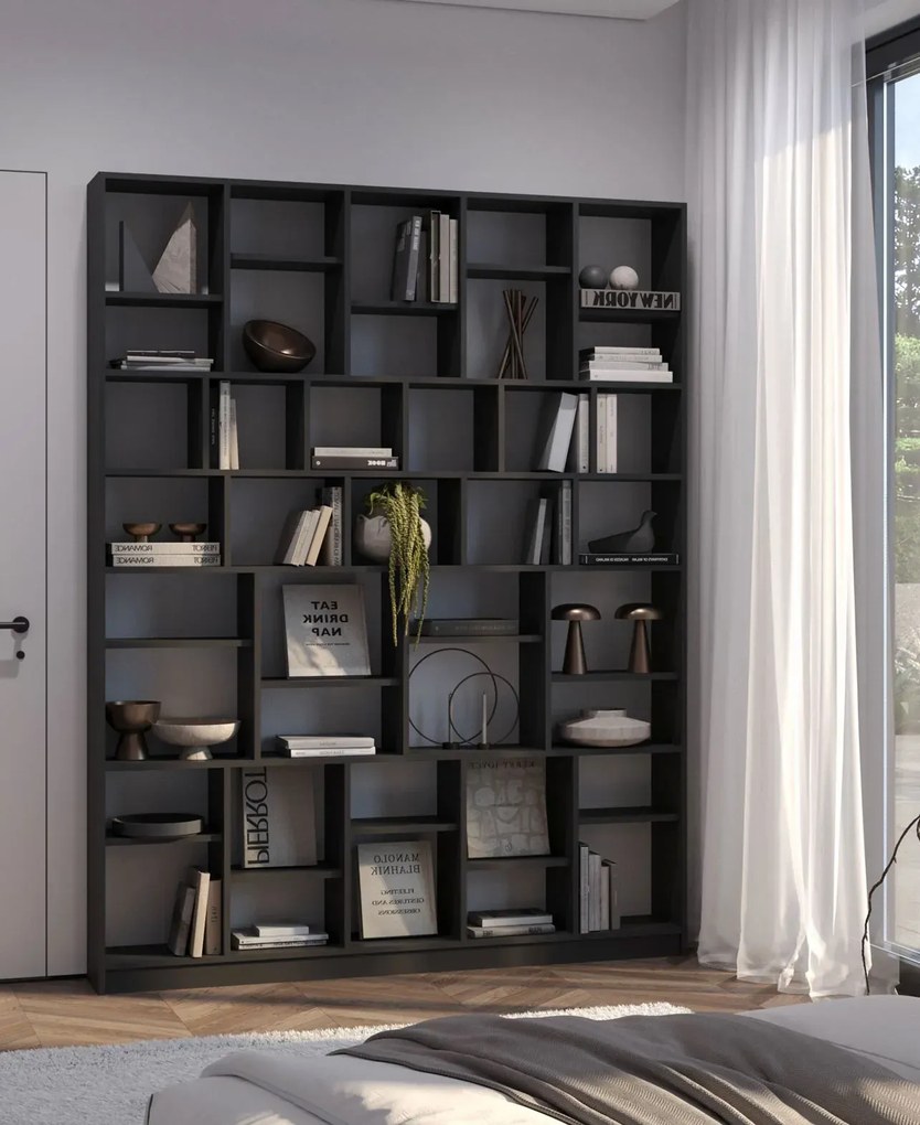 Czarny duży regał na książki biblioteczka M2-F17