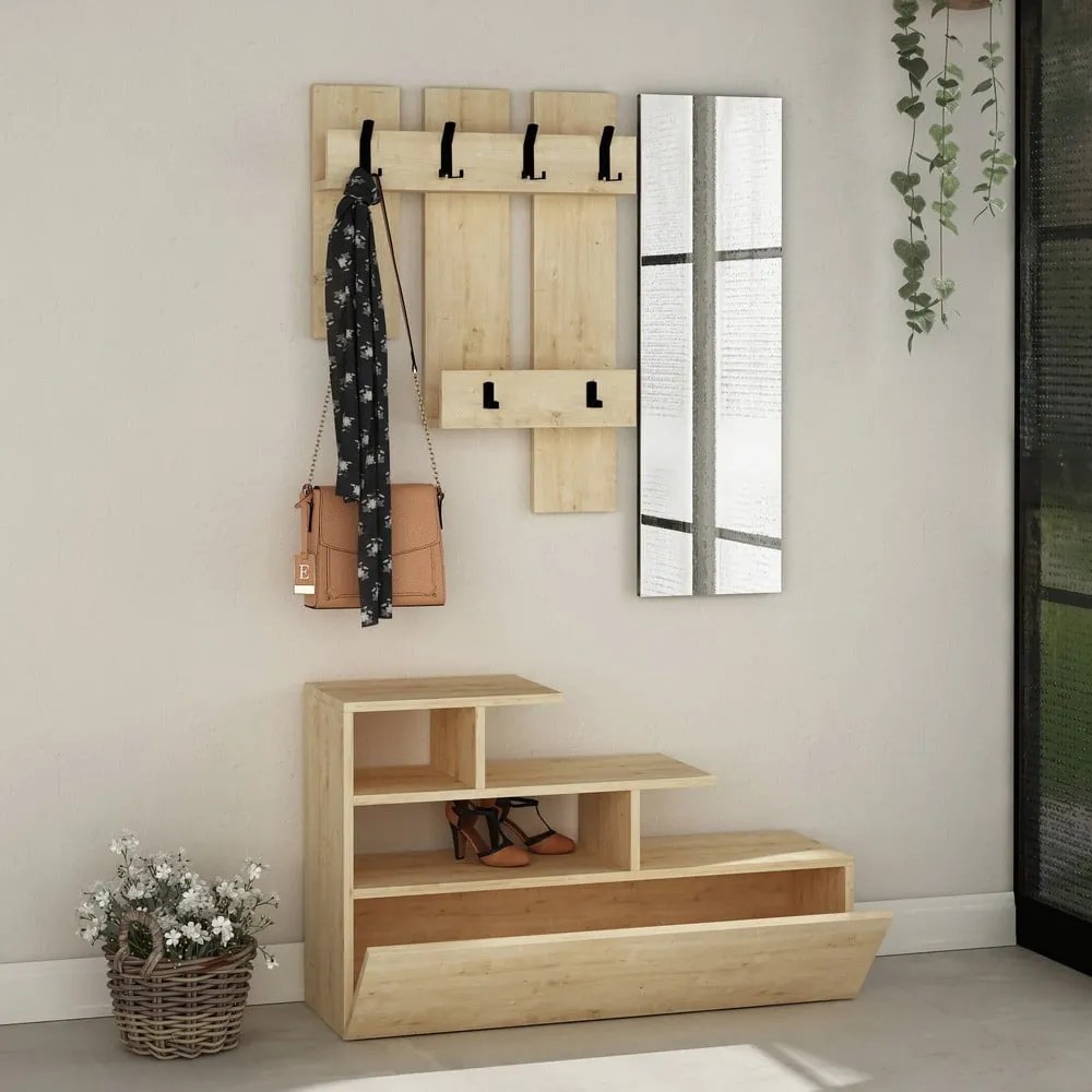 Zestaw do przedpokoju w dekorze dębu Vesty – Kalune Design