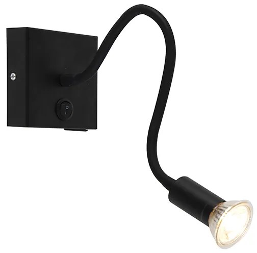 Nowoczesna elastyczna lampa ścienna USB czarna - Zeno