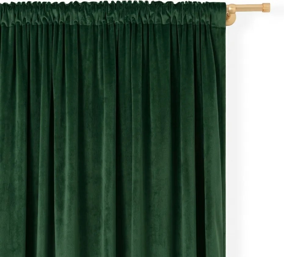 Zasłona gotowa welurowa na taśmie 140x250 Butelkowa Zieleń velvet żabki tunel Virella