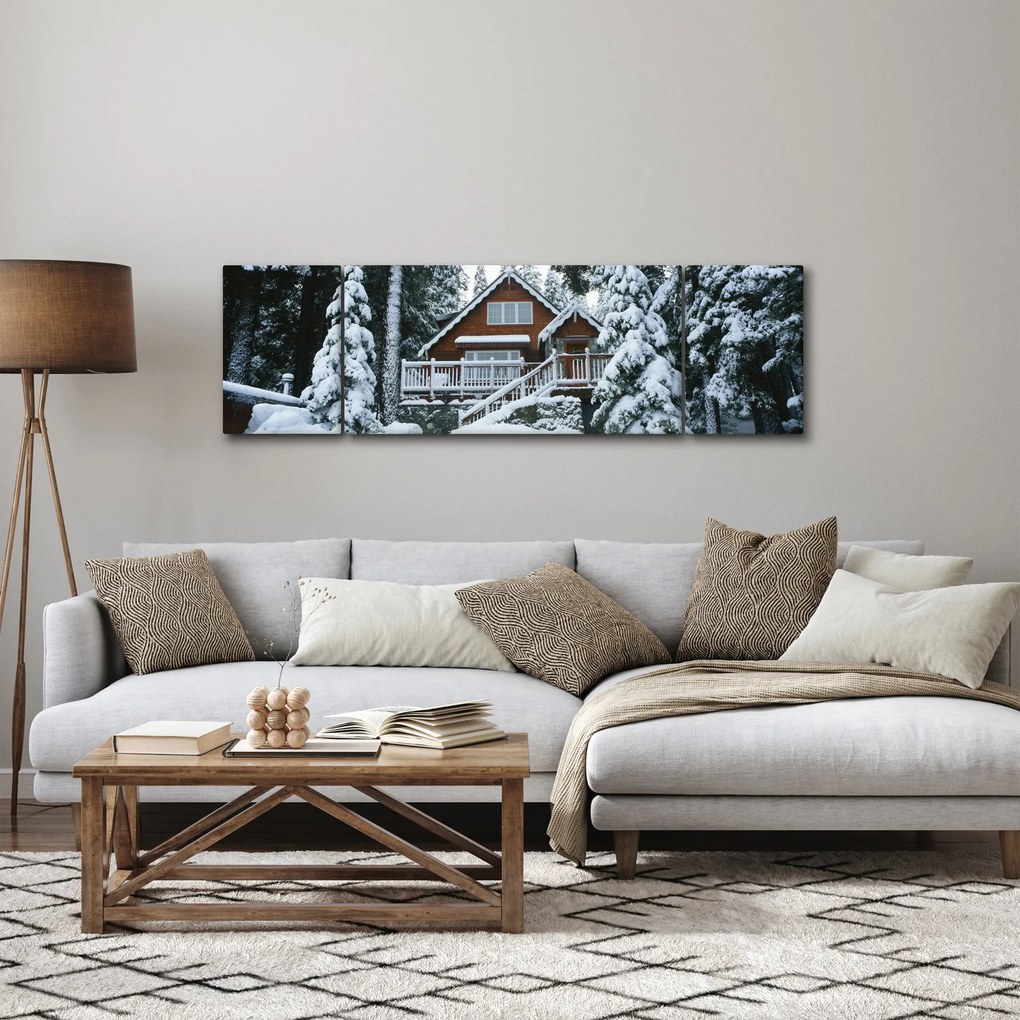 Obraz - Drewniany domek (170x50 cm)