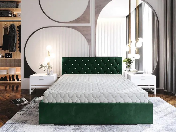 Zielone łóżko pikowane w stylu glamour 6 rozmiarów W5-H38