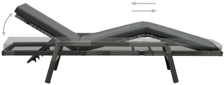 Szary fotel, leżak ogrodowy z poduszką MidelT4-K21