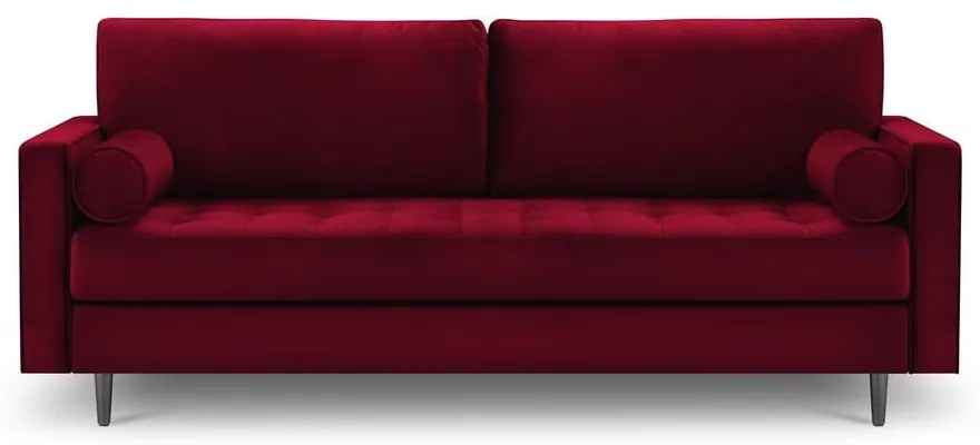 Czerwona aksamitna sofa Milo Casa Santo, 219 cm