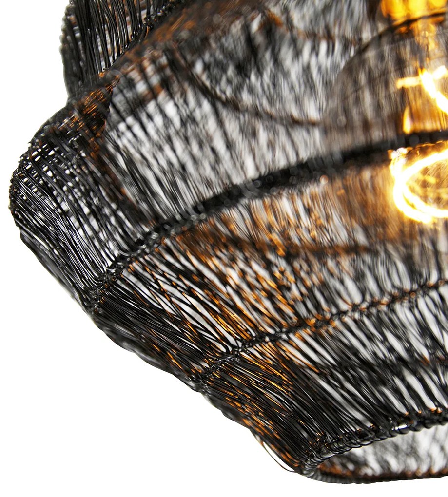 Orientalna lampa sufitowa czarna 25 cm - VadiKolonialny Oswietlenie wewnetrzne