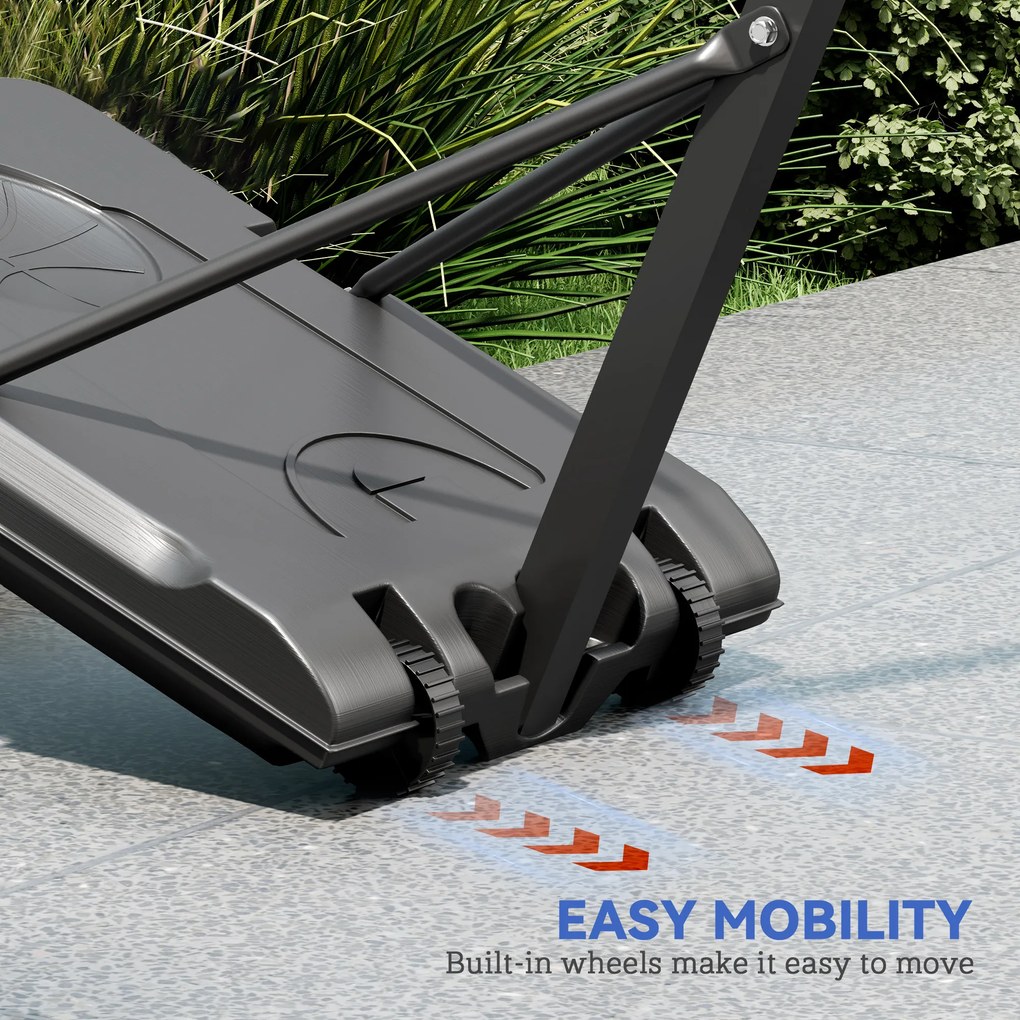 SPORTNOW Kosz do Koszykówki, Regulowany 146-236 cm, Stojak na Kołach, Stal, Plastik, Czarny