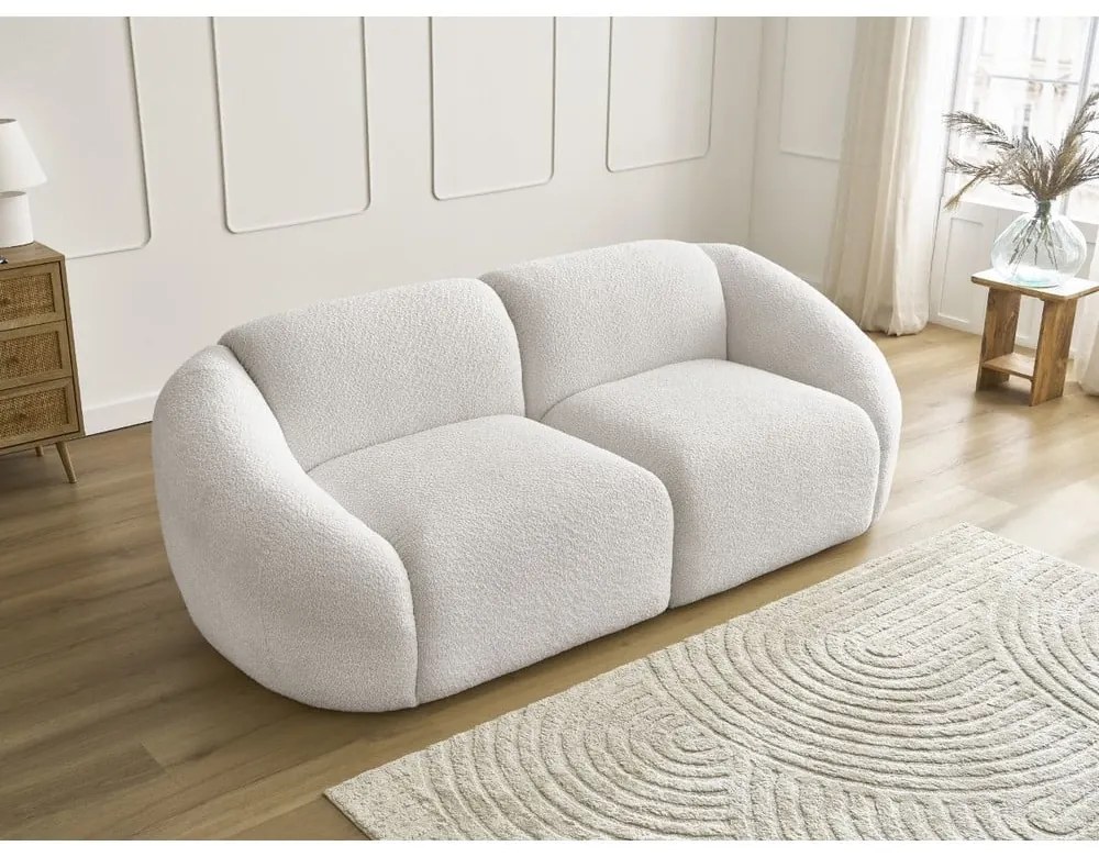 Biała sofa z materiału bouclé 230 cm Tina – Bobochic Paris