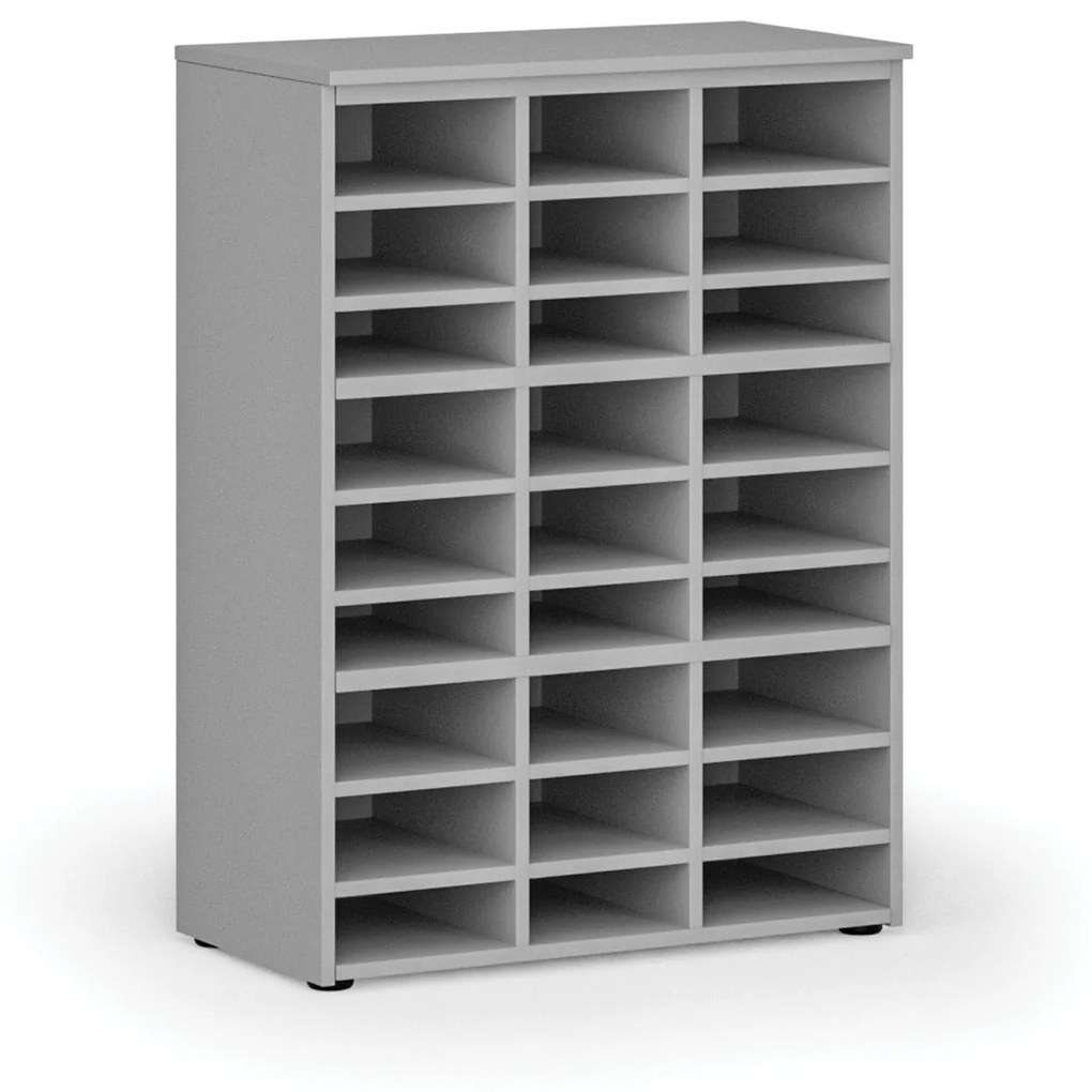 Regał sortujący PRIMO GRAY, 1087 x 800 x 420 mm, 27 przegród, szary
