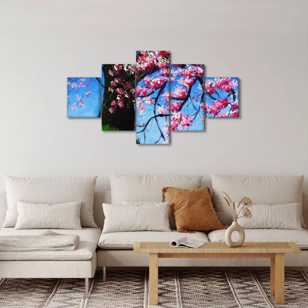 Obraz malowanego kwiatu wiśni (125x70 cm)