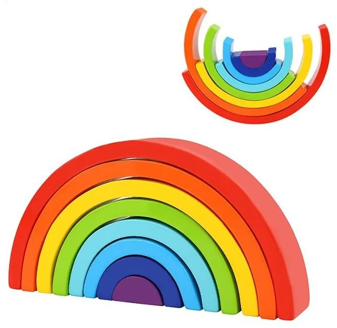 Tooky toy drewniana tęcza układanka klocki kreatywne montessori certyfikat fsc