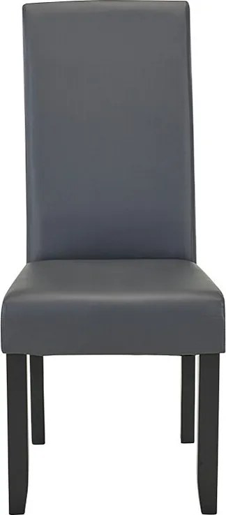 Komplet 2 krzeseł ROVIGO - Szara ekoskóra mat - Czarne drewniane nogi