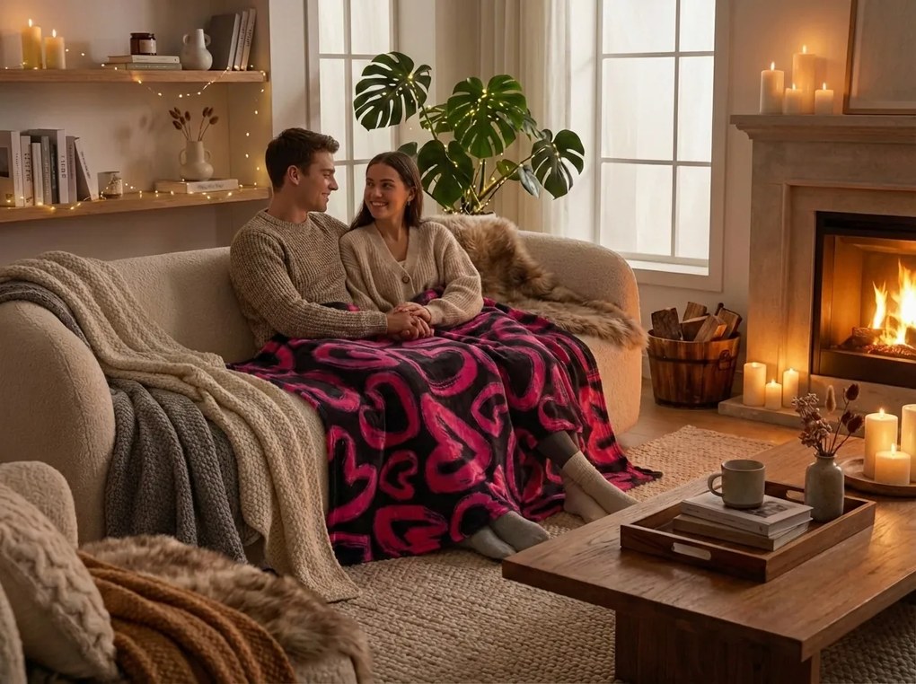 Mikropluszowy koc AMORYS, różowy Rozmiar: 160 x 200 cm