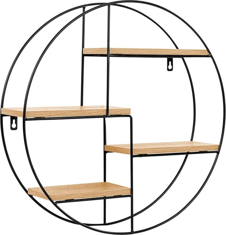 STILISTA Półka ścienna okrągła, św. drewno, 48 x 48 x 12 cm