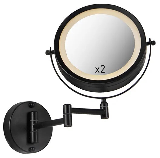 Designerskie lustro łazienkowe czarne z wbudowanym LED, regulowane, IP44 - Vicino Nowoczesny Oswietlenie wewnetrzne