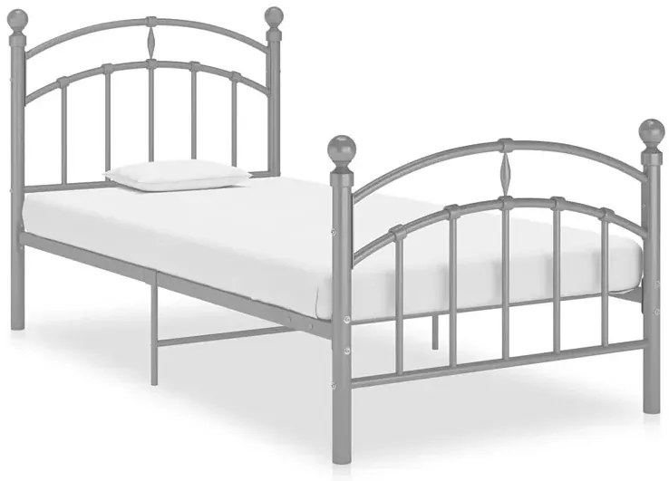Szare metalowe łóżko jednoosobowe 90x200 cm T8-H40