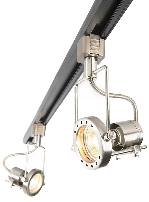 Inteligentny system szynowy 1-fazowy czarny ze stalą z 3 WiFi GU10 - Iconic Suplux