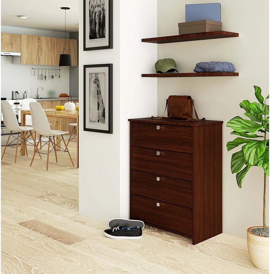 Szafka na buty AKORD RUBIN Wenge 66 cm 4 drzwi kolor Wenge mat 4 półki 66x36x85 cm