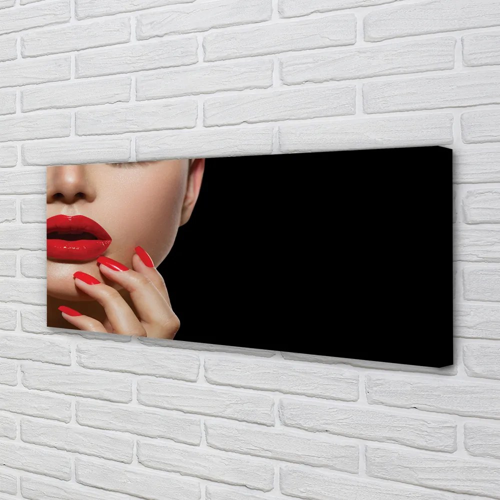 Obraz drukowany na płótnie Czerwień Ust i Paznokci
