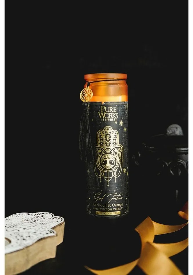 Arome Świeca organiczna Patchouli&Orange 300 gw kolorowym wysokim szklanym słoiku z frędzelkiem