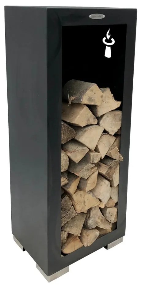 Czarna stalowa skrzynia na drewno Remundi, szer. 50 cm