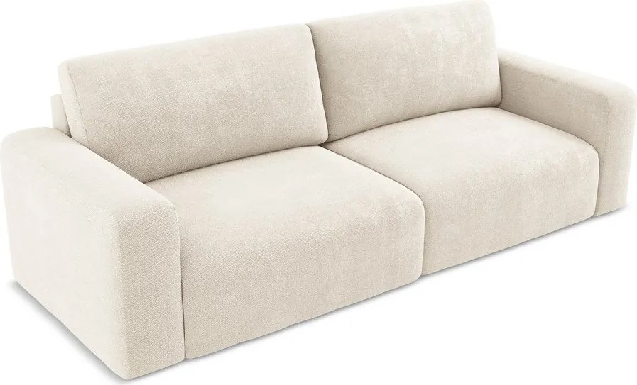 Kremowa rozkładana sofa ze schowkiem z tkaniny szenilowej 252 cm Kona – Makamii