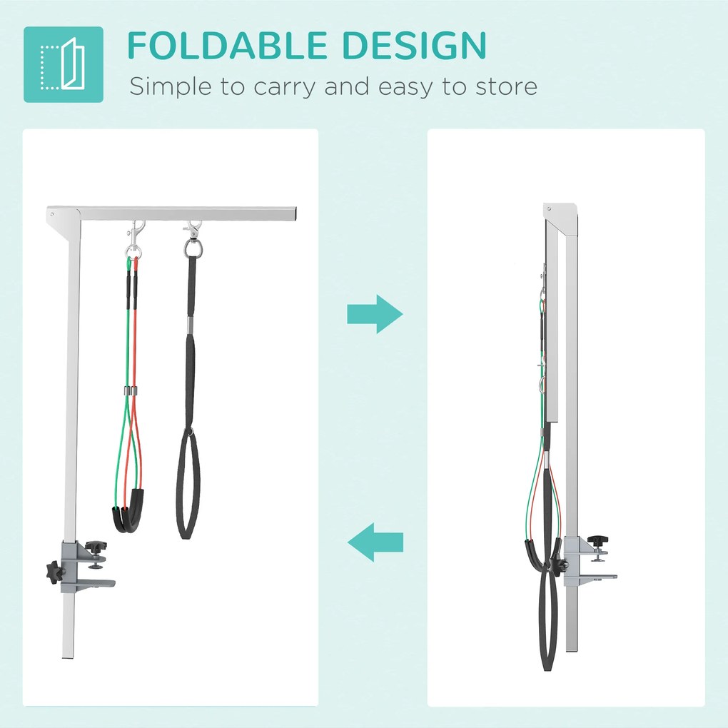 PawHut Ramię do strzyżenia zwierząt domowych, regulowane, 36 x 8 x 74 cm, Srebrny