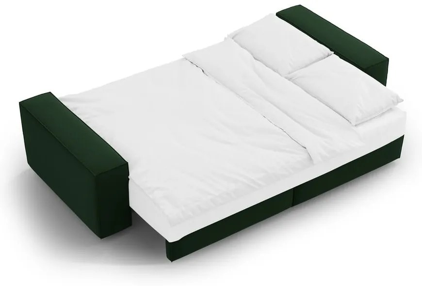 Ciemnozielona aksamitna rozkładana/ze schowkiem sofa 247 cm Jodie – Micadoni
