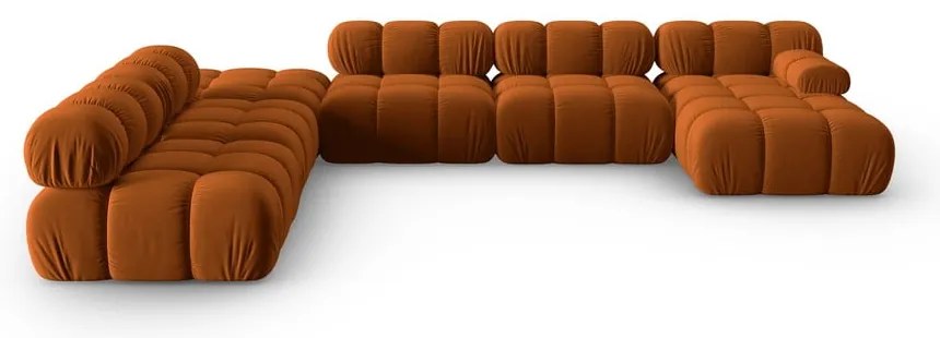 Pomarańczowa aksamitna sofa 379 cm Bellis – Micadoni Home
